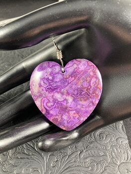 Heart Shaped Purple Crazy Lace Agate Stone Jewelry Pendant #EPHSCU8sSeU