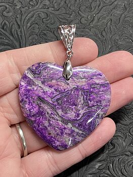 Heart Shaped Purple Crazy Lace Agate Stone Jewelry Pendant #FjXuynfRSeE