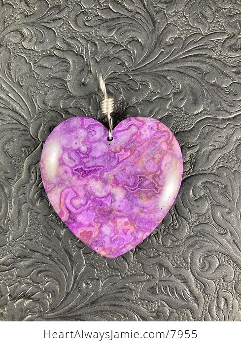 Heart Shaped Purple Crazy Lace Agate Stone Jewelry Pendant - #EPHSCU8sSeU-5