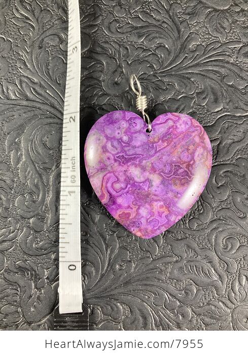 Heart Shaped Purple Crazy Lace Agate Stone Jewelry Pendant - #EPHSCU8sSeU-6
