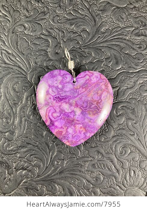 Heart Shaped Purple Crazy Lace Agate Stone Jewelry Pendant - #EPHSCU8sSeU-7