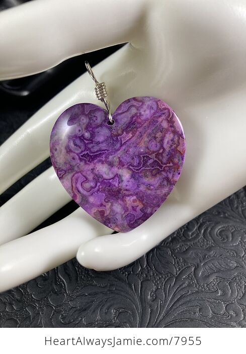 Heart Shaped Purple Crazy Lace Agate Stone Jewelry Pendant - #EPHSCU8sSeU-8