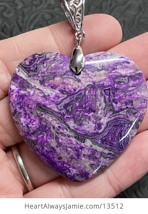 Heart Shaped Purple Crazy Lace Agate Stone Jewelry Pendant - #FjXuynfRSeE-2