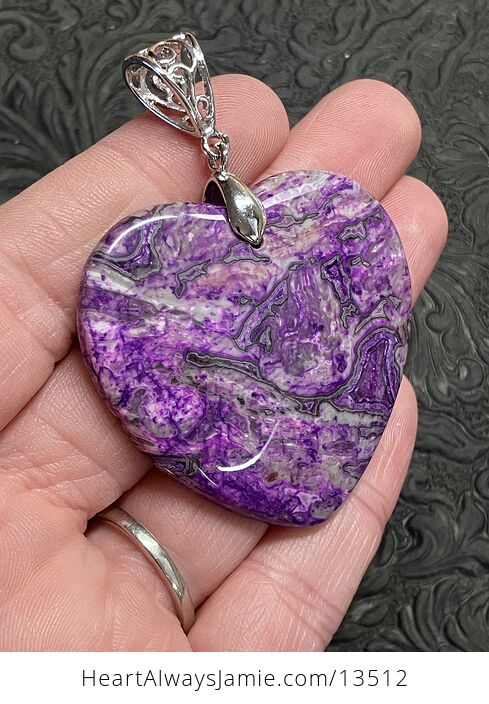 Heart Shaped Purple Crazy Lace Agate Stone Jewelry Pendant - #FjXuynfRSeE-3