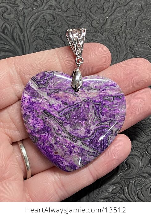 Heart Shaped Purple Crazy Lace Agate Stone Jewelry Pendant - #FjXuynfRSeE-1