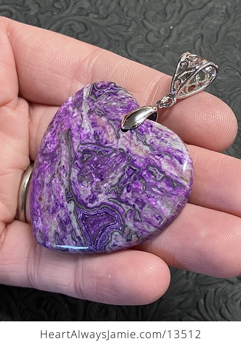 Heart Shaped Purple Crazy Lace Agate Stone Jewelry Pendant - #FjXuynfRSeE-4