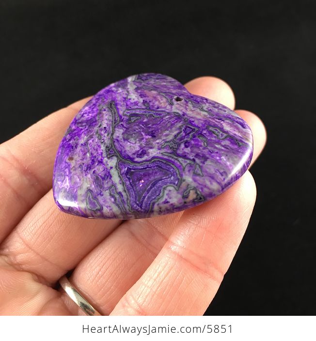 Heart Shaped Purple Crazy Lace Agate Stone Jewelry Pendant - #HyQMYcuTpIM-4
