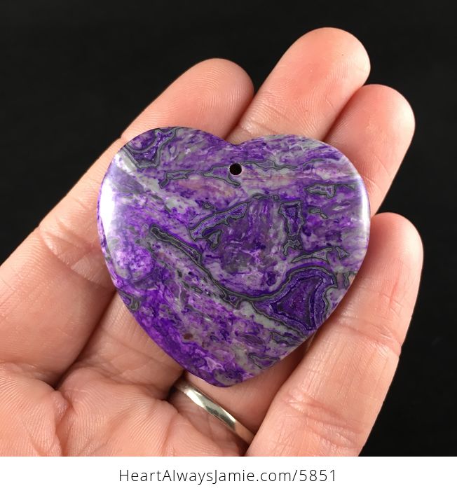 Heart Shaped Purple Crazy Lace Agate Stone Jewelry Pendant - #HyQMYcuTpIM-2