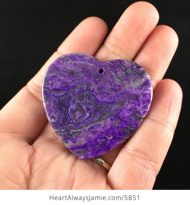 Heart Shaped Purple Crazy Lace Agate Stone Jewelry Pendant - #HyQMYcuTpIM-7