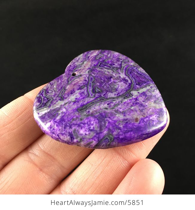 Heart Shaped Purple Crazy Lace Agate Stone Jewelry Pendant - #HyQMYcuTpIM-5