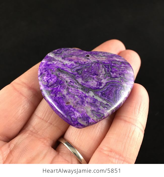Heart Shaped Purple Crazy Lace Agate Stone Jewelry Pendant - #HyQMYcuTpIM-3