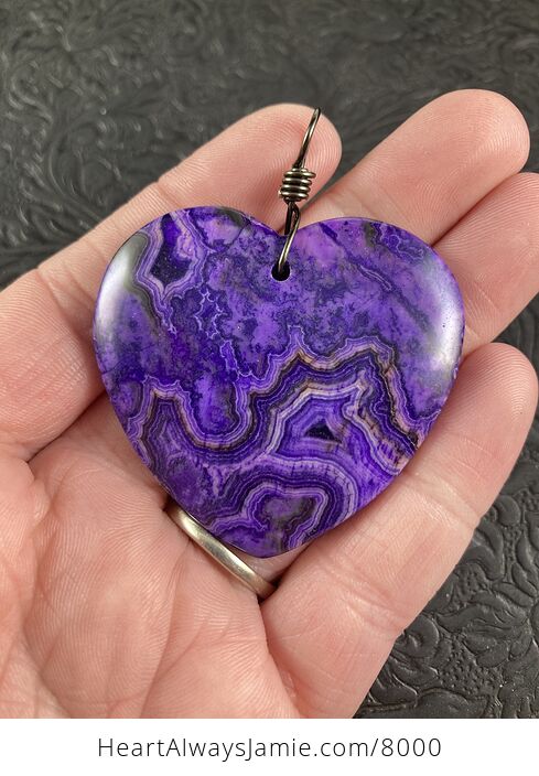 Heart Shaped Purple Crazy Lace Agate Stone Jewelry Pendant - #KyUI3FrPEt8-1