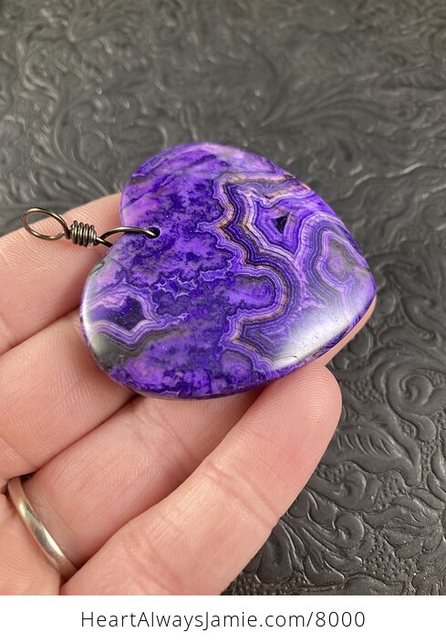 Heart Shaped Purple Crazy Lace Agate Stone Jewelry Pendant - #KyUI3FrPEt8-7