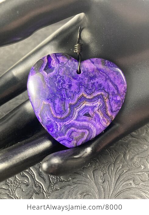 Heart Shaped Purple Crazy Lace Agate Stone Jewelry Pendant - #KyUI3FrPEt8-2