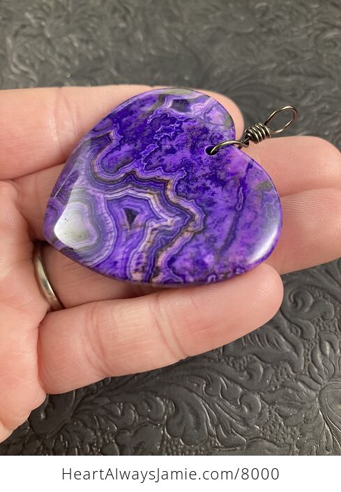 Heart Shaped Purple Crazy Lace Agate Stone Jewelry Pendant - #KyUI3FrPEt8-6