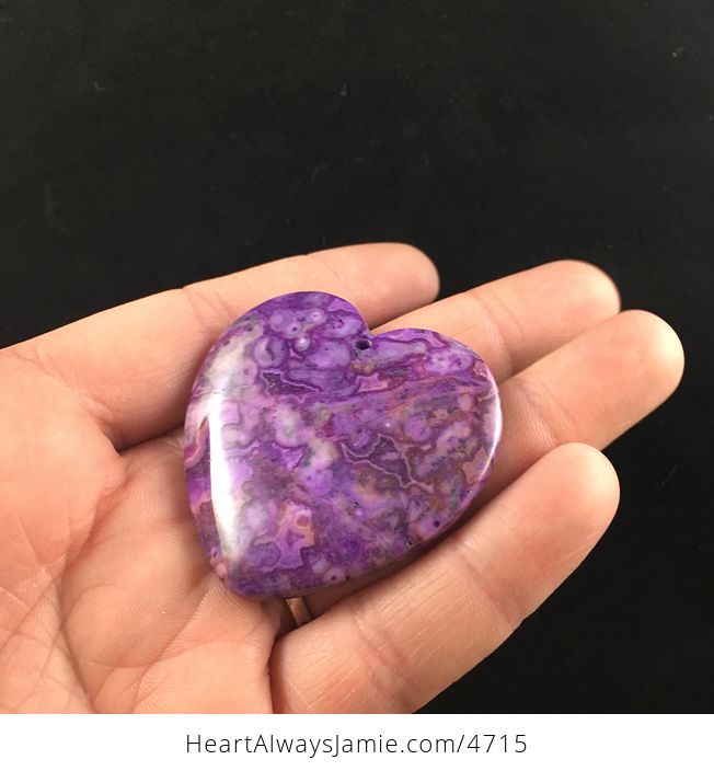 Heart Shaped Purple Crazy Lace Agate Stone Jewelry Pendant - #oVxj7KWc7OY-4