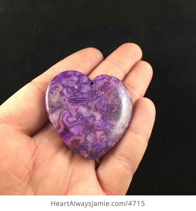 Heart Shaped Purple Crazy Lace Agate Stone Jewelry Pendant - #oVxj7KWc7OY-5