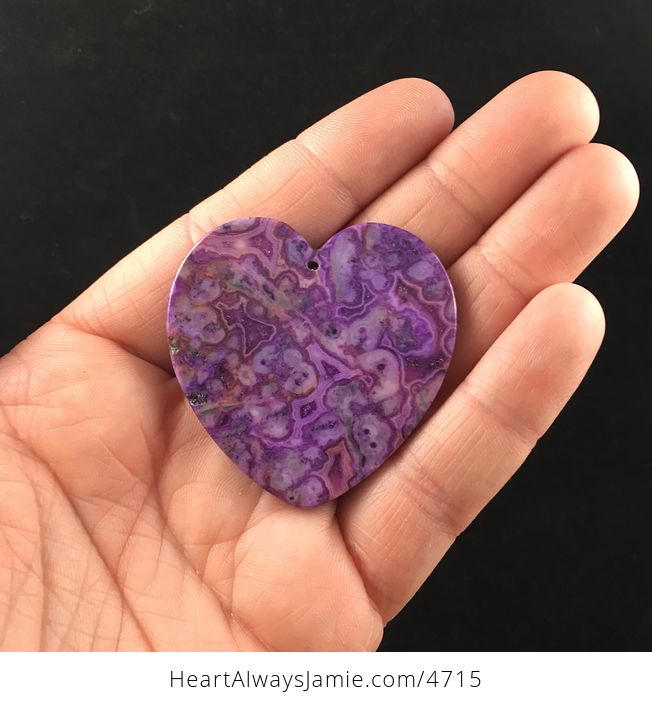 Heart Shaped Purple Crazy Lace Agate Stone Jewelry Pendant - #oVxj7KWc7OY-2