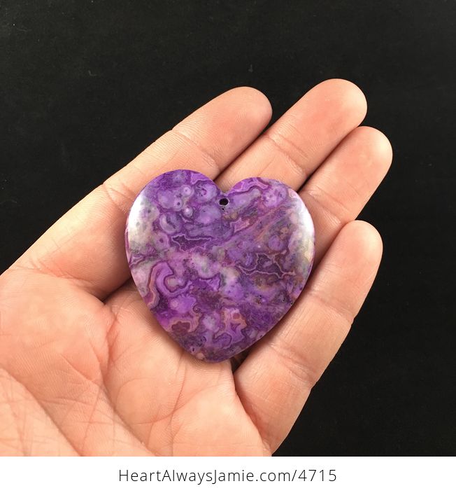 Heart Shaped Purple Crazy Lace Agate Stone Jewelry Pendant - #oVxj7KWc7OY-1