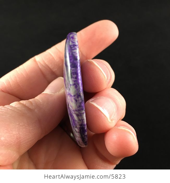 Heart Shaped Purple Dyed Black Line Jasper Jewelry Pendant - #p2W7CmXZGsM-6
