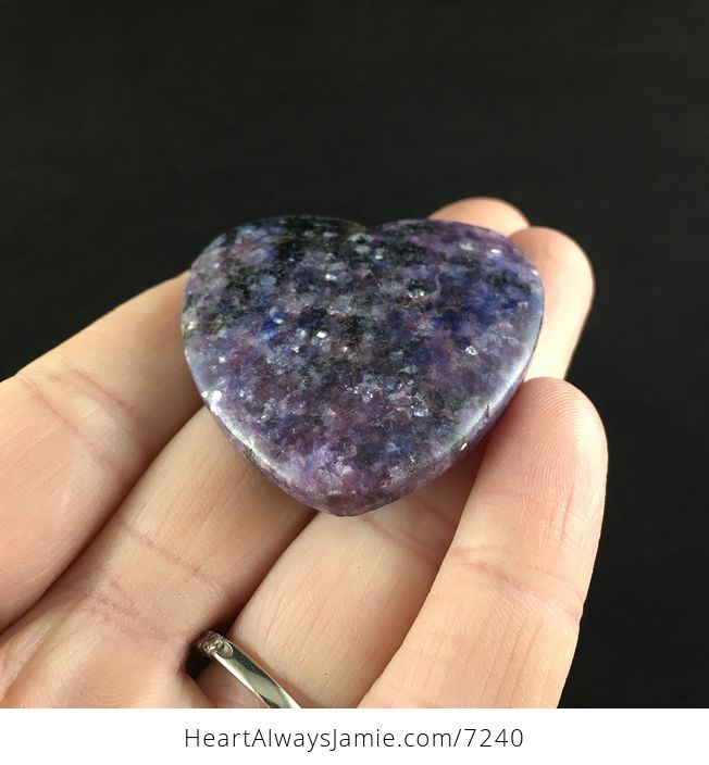 Heart Shaped Purple Lepidolite Stone Jewelry Pendant - #hNmR6mMy0gw-2