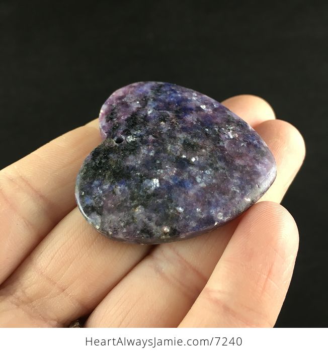 Heart Shaped Purple Lepidolite Stone Jewelry Pendant - #hNmR6mMy0gw-4