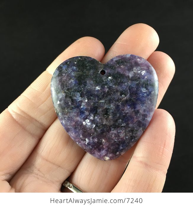 Heart Shaped Purple Lepidolite Stone Jewelry Pendant - #hNmR6mMy0gw-1