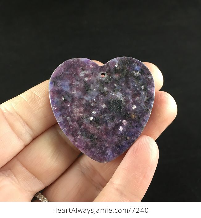 Heart Shaped Purple Lepidolite Stone Jewelry Pendant - #hNmR6mMy0gw-5