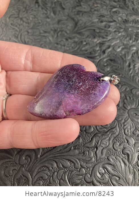 Heart Shaped Purple Lepidolite Stone Jewelry Pendant - #l3ujrDJRpn0-5