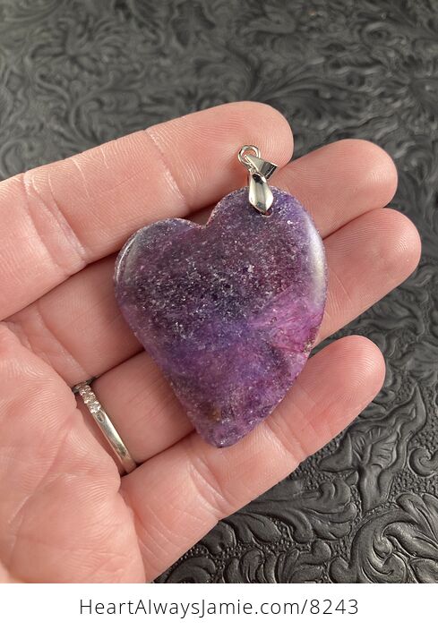 Heart Shaped Purple Lepidolite Stone Jewelry Pendant - #l3ujrDJRpn0-4