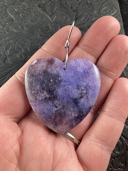 Heart Shaped Purple Lepidolite Stone Jewelry Pendant Crystal Ornament #NN0pCluzGX0