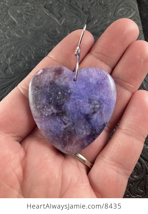 Heart Shaped Purple Lepidolite Stone Jewelry Pendant Crystal Ornament - #NN0pCluzGX0-1