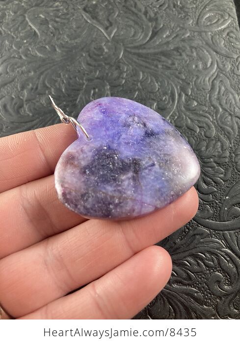 Heart Shaped Purple Lepidolite Stone Jewelry Pendant Crystal Ornament - #NN0pCluzGX0-3
