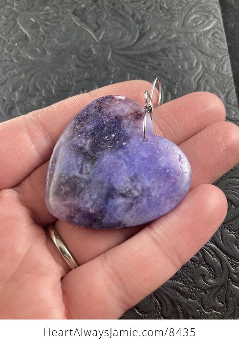 Heart Shaped Purple Lepidolite Stone Jewelry Pendant Crystal Ornament - #NN0pCluzGX0-2