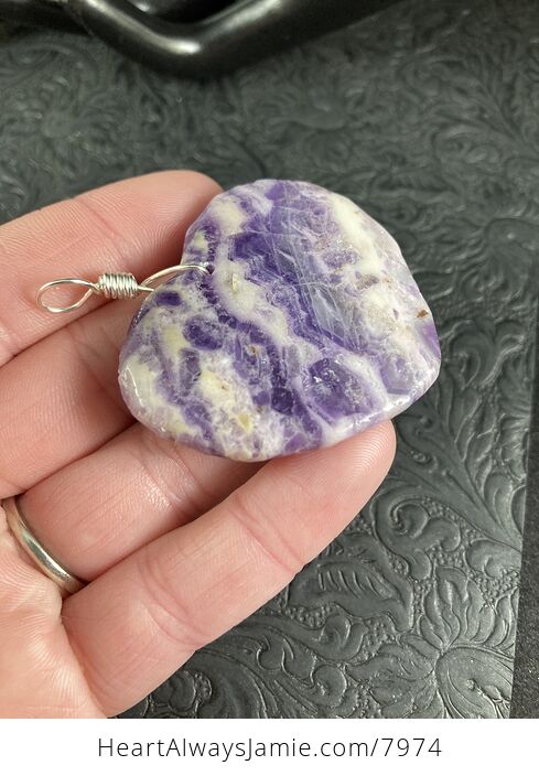 Heart Shaped Purple Lilac Jasper Stone Jewelry Pendant - #EY9sR1wvJFI-3
