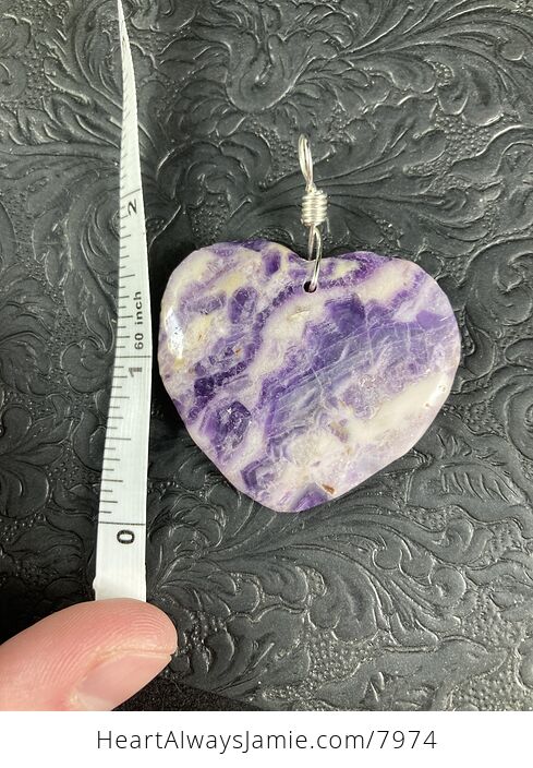 Heart Shaped Purple Lilac Jasper Stone Jewelry Pendant - #EY9sR1wvJFI-5