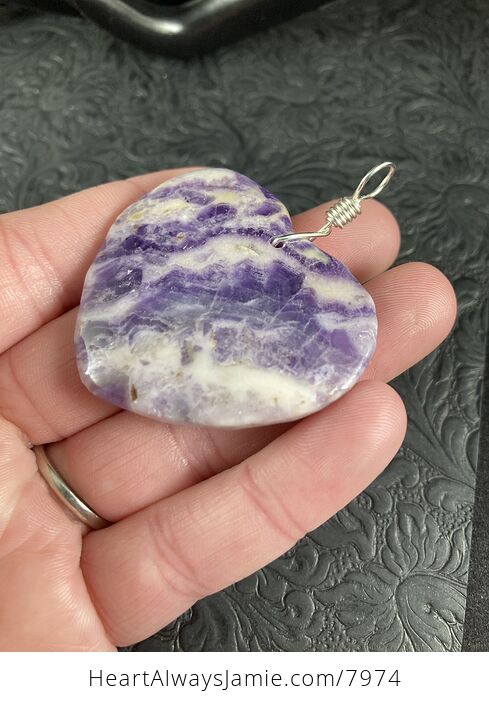 Heart Shaped Purple Lilac Jasper Stone Jewelry Pendant - #EY9sR1wvJFI-2