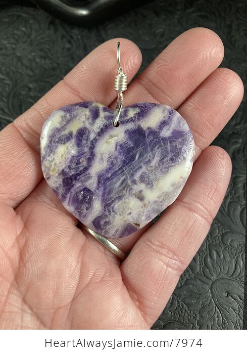 Heart Shaped Purple Lilac Jasper Stone Jewelry Pendant - #EY9sR1wvJFI-1