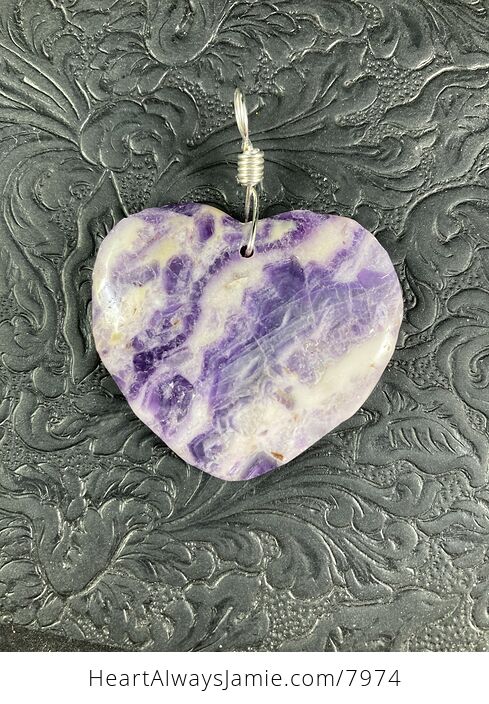 Heart Shaped Purple Lilac Jasper Stone Jewelry Pendant - #EY9sR1wvJFI-4