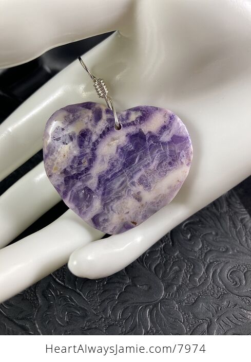 Heart Shaped Purple Lilac Jasper Stone Jewelry Pendant - #EY9sR1wvJFI-7