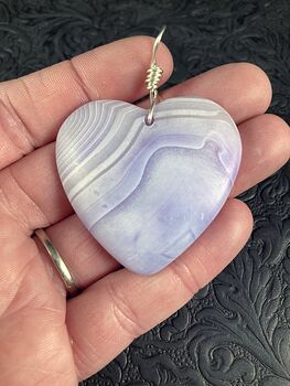 Heart Shaped Purple Matte Agate Stone Jewelry Pendant #L3Ojqnregpg