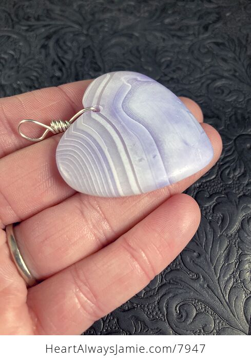 Heart Shaped Purple Matte Agate Stone Jewelry Pendant - #L3Ojqnregpg-5