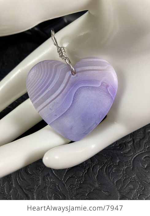 Heart Shaped Purple Matte Agate Stone Jewelry Pendant - #L3Ojqnregpg-7