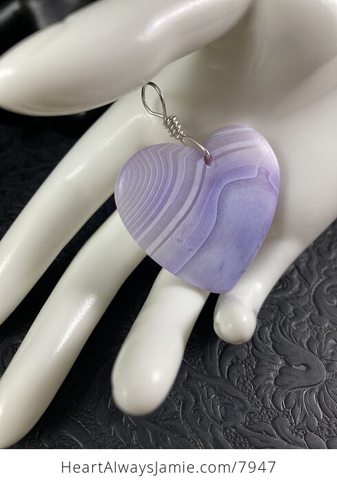 Heart Shaped Purple Matte Agate Stone Jewelry Pendant - #L3Ojqnregpg-9
