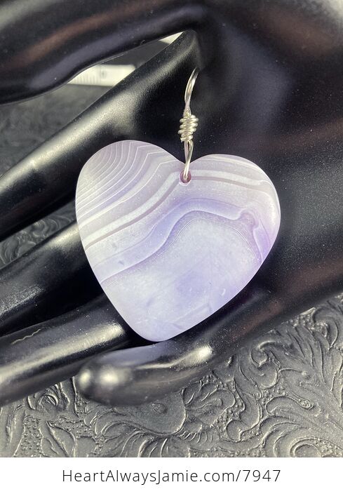 Heart Shaped Purple Matte Agate Stone Jewelry Pendant - #L3Ojqnregpg-2