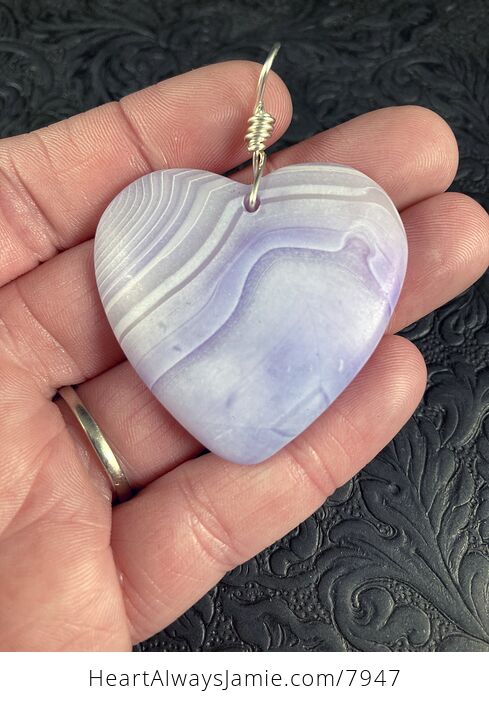 Heart Shaped Purple Matte Agate Stone Jewelry Pendant - #L3Ojqnregpg-1