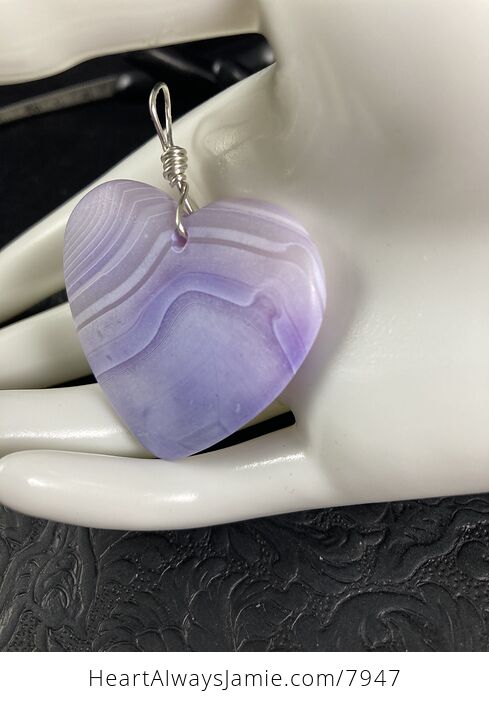 Heart Shaped Purple Matte Agate Stone Jewelry Pendant - #L3Ojqnregpg-8