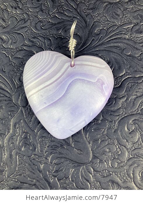 Heart Shaped Purple Matte Agate Stone Jewelry Pendant - #L3Ojqnregpg-3