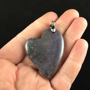 Heart Shaped Purple Nipomo Coral Fossil Stone Jewelry Pendant #yq6RY1vSEWA