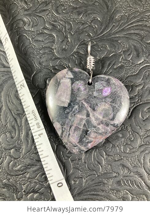 Heart Shaped Purple Nipomo Coral Fossil Stone Jewelry Pendant - #lNBlWynYNVQ-4